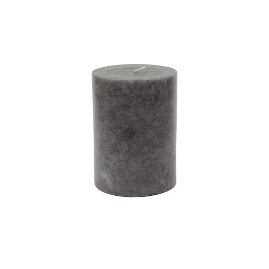 Basic Elements&#x2122; 3&#x22; x 4&#x22; Linen Scented Dark Gray Mottled Pillar Candle by Ashland&#xAE;
